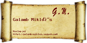 Galamb Miklós névjegykártya