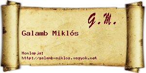 Galamb Miklós névjegykártya